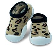 Dookeh Boy Girl Baby Sock Shoes, Sneakers, Baby Walking Shoes for Toddler Infant Babygirl with Non Slip Soft Sole (A1-Leopard Dark, us_footwear_size_system, toddler, age_range, medium, 12_months, 18_months)