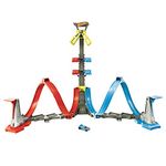 Mattel Hot Wheels Loop & Launch Track Set for Kids 5-10 Years Old with Adjustable 2-Foot-Tall Winner S Cage, Spiral Loop, & Point Panels, Simple Set-Up & Collapsible for Easy Storage