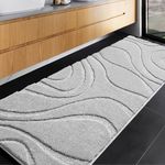 DEXDE Bathroom Rugs Runner 24 x 72 Inch,Extra Long Bathroom Rug Non-Slip,Machine Washable Bath Mats Rug,Grey Silver Soft Carpets for Bathroom Shower