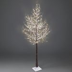 NETTA 5FT Birch Twig Tree with 120 Warm White LED Lights, Snow Effect, Auto-Off Timer and 8 Lighting Modes, 3M Power Cable, Suitable for Indoor or Outdoor Use - Brown