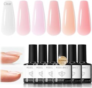 modelones Rubber Base Gel Nail Polish, 6 Color Builder Clear Nude Milky Baby Pink Jelly Brown 6 in One Strengthener Apex Building Extension for Weak Nails Long Last U V French Manicure Gift for Women