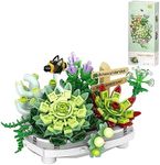 QIUXQIU Mini Bricks Succulent Potted Plant Building Blocks Set, Artificial Flowers Building Kits for Gifts,Creative Flower Potted Plants Home Decor,DIY Bouquet Building Bricks for Adults/Teens