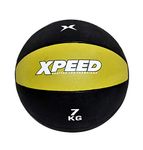 XPEED Sports Fitness Soft Plyo Box Functional Crossfit Nylon Coated Wall Ball Abs Maker Rubber Medicine Ball Gym Workout Upper Body Kettlebell Weighted Hand Dumbbell (Rubber Medicine Ball, 7KG)