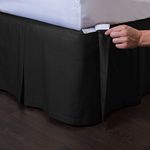 Shop Bedding Ashton Detachable Bed skirt (Full Size, Black, 18" Drop) - Easy on/Easy off Pleated Bed Skirt - by ShopBedding