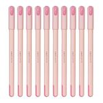 Pentonic Frost 0.6 mm Refillable Gel Pen | Pastel Pink Body | Red Ink | Set of 10