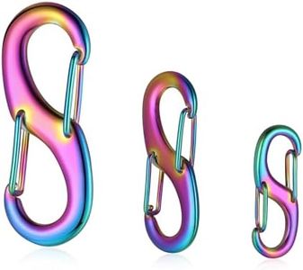STEEL HAWK “S” Shaped Surgical Stainless Steel Carabiner Clips (S/M/L) | Heavy Duty Double Carabiner Two Clips | Dual Spring Wire Gate Snap Hooks Set | Hook for Bag Keychain Buckle & Tools-Rainbow
