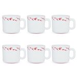 Larah by BOROSIL Vintage Opalware Tea/Coffee Mug Set of 6 pcs 180 ml Each | Microwave & Dishwasher Safe, Bone-Ash Free | Crockery Set Ideal for Daily Use & Gifting, White