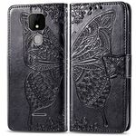 DAMONDY Case for ANS Artia,ANS Artia ACK2326 Cover Case,PU Leather Butterfly Embossed Flowers Magnetic Flip Cover Stand Card Holders Hand Strap Wallet Purse Case for ANS Artia ACK2326 -Black