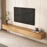 TAKUNE Floating TV Stand With 2 Drawer, Oak Wall Mounted TV Audio Video Shelving Shelf, Media TV Cabinet Console For Living Room, Bedroom(Wood Colour)