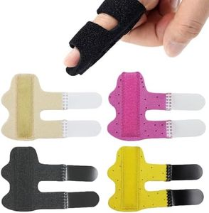 Trigger Finger Splint Brace 4 Pack, Adjustable Aluminium Finger Support, Joint Stabilizer for Finger Support & Comfort, Breathable & Lightweight, Multiple Colours Available (Black+Rose Red+Beige+Yellow)