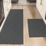 COLOR&GEOMETRY Kitchen Rugs Non Slip Washable 43x120cm+43x180cm, 4mm Thin Woven Rubber Backed Kitchen Set of 2, Absorbent Easy to Clean Floor Mats for in Front of Sink, Laundry Room, Hallway, Grey