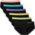 INNERSY Panties for Women Cotton Underwear Ladies Mid Rise Soft Black Knickers Pack of 6 (16, Sporty Black)