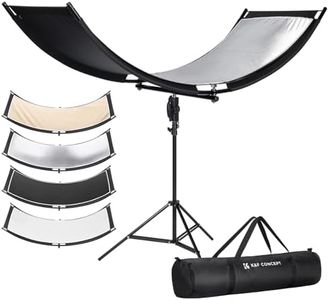 K&F CONCEPT U-Shape Reflector Curved Reflector 180x60cm with 4-in-1 Reflective Fabric, Black/Gold/White/Silver, with 1.9m Stand, with Storage Bag, for Photography Studios
