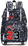 Basketball MJ23 Multifunction Backpack Travel Daypacks Fans Bookbag for Men Women (Grey - Pattern 1)