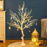 Sziqiqi 105cm White Twig Tree Easter Tree Centrepieces for Indoor Outdoor, Large Decorative Tree Branches Xmas Tall Ornamental Wishing Tree for Wedding Christmas Halloween Birthday Event Display