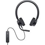 Dell Pro Stereo Headset - WH3022, Control Panel Includes Call Control, Boom Mic, Adjustable Headband, Ear Cushions, Black