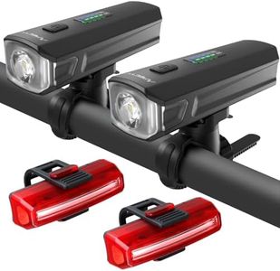 APECYC 2 Pack Bike Lights for Night Riding, 1200 Lumen Bicycle Front Headlight and Back Taillight with 4+5 Light Modes, USB Rechargeable Strong Bright Bike Light Set for Cyclists and Commuters