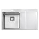 JASSFERRY Brilliant Kitchen Sink Inset 1.2 mm Thickness Stainless Steel Single Large Bowl Righthand Drainer Square Strainer Plug Waste Pipe Kit