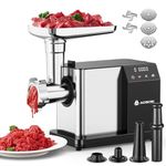 AAOBOSI 3000W Electric Meat Grinder, Meat Mincer with LCD Display & Reverse Function, Sausage Maker with 3 Different Cutting Plates & Kibbe Attachment for Home Use