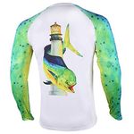 Palmyth Fishing Shirt for Men Long Sleeve Sun Protection UV UPF 50+ T-Shirts with Pocket, Mahi/Lighthouse, XXXXL