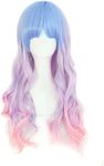 MapofBeauty Beautiful Long Wavy Harajuku Style Cosplay Wig (Light Blue/Light Purple/Pink)