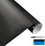 LZLRUN Brushed Metallic Steel Vinyl Wrap Roll with Air Release Technology DIY Styling Adhesive Decal Wrapping Car Accessories (Black, 1ft x 5ft) SSMVW