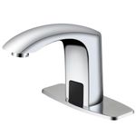 Touchless Bathroom Faucet Automatic Motion Sensor Sink Faucets with Hole Cover Plate and Temperature Mixer,Motion Activated Hands-Free Basin Smart Tap Commercial Sensor Faucet (Chrome)…