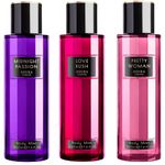 Aoura London Womens Love Rush, Pretty Woman, Midnight Passion Body Mist Mixed Fragrance Spray 220ml Bundle (Pack of 3)