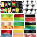 Dovesun 120pcs Crappie Lures with Jig Heads Hooks Kit- Soft Plastic Grubs-Tubes Bait 90Pcs 0.8g 1.4g 1.75g 30Pcs Crappie Jigs Fishing Lures Kit for Saltwater Freshwater Fishing