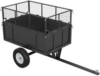 Heavy Duty 750 lbs Steel ATV Utility Dump Trailer, 17 Cu.ft Tow Behind Garden Cart with Quick Dump, Collapsible Mesh Sides, Pneumatic Tires, for Hauling Firewood Yard Work Lawn Mower Tractor