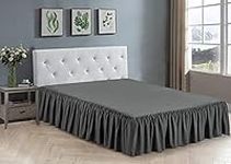 Home Collection Bedskirt Ruffles Fabric Top and Bottom 17 Inch Drop New (Queen, Charcoal)