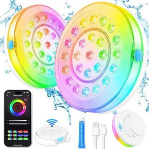 Smart Magnetic Underwater LED Light for Aboveground/Inground Pools - Rechargeable, BT APP Control, IP68 Waterproof, Color Changing, Sound/Music Sync Pool Accessories