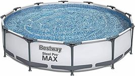 Bestway Steel Pro Max Round Frame Swimming Pool with Filter Pump, Grey, 15 ft
