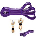 FASHNEX Resistance Bands, Pull Up Assist Exercise Band, Body Stretching, Powerlifting, Home Workout, Fitness Training Loop Bands for Unisex Purple (35-85LBS, Heavy))(Material: Rubber)