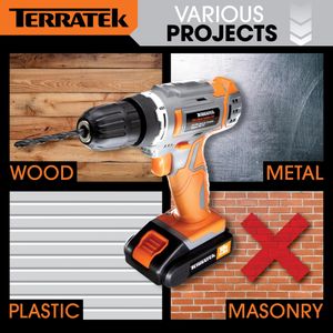 Terratek 18V Cordless Drill Set – Battery Powered Electric Driver