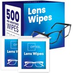 Lens Wipes for Eyeglasses - Pre-moistened Eyeglass Lens Cleaning Wipes - 500 Lens Wipes Individually Wrapped Sracth-Free Streak-Free Eye Glasses Wipes Lens Cleaner for Sunglass & Camera Lens