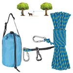 XiaZ Dog Tie Out Cable for Camping, 50ft Portable Overhead Trolley System for Dogs up to 200lbs，Dog Lead for Yard, Camping, Parks, Outdoor Events,5 min Set-up, Blue