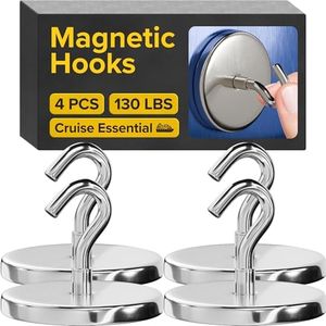 X-Bet Magnetic Hooks 130 LBS - Heavy Duty Neodymium Magnetic Hooks for Cruise Cabins - Strong Rare Earth Magnet Hooks for Hanging on Refrigerator, Grill, Cruise Cabin (Pack of 4)