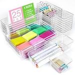 Chijoo 25 PCS Clear Drawer Organiser Set, desk organiser drawers, makeup drawer organiser, kitchen drawer organiser, desk drawer organiser, makeup organiser storage, plastic drawer organiser