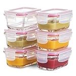 Superior Glass Baby Food Storage Containers 130ml(6-Pack) Airtight BPA-Free Locking Lids - Baby Glass Food Jars, Freezer, Microwave & Dishwasher Safe, Small Sauce Containers for Snacks & Dips