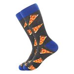 Men's Fun Dress Socks, Colorful Funky Socks for Men, Fancy Novelty Funny Patterned Casual Combed Cotton Office Socks,Mid Calf Cool Crazy Socks Unique & Striking Design 1 Pair-pizza 6-11