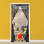 Magnetic Screen Door, 130x270cm Magnetic Insect Door Screen,Door for Front Door and Home Outside Kids/Pets Walk Through Easily (Black)