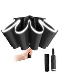 Lulizar Windproof Inverted Folding Umbrella, Automatic Umbrella with Reflective Stripes, Umbrella Compact Folding Design, Car Reverse Umbrella, Ideal Travel Umbrella for Men and Women