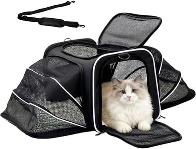 Double Expandable Cat Carrier,Airline Approved Soft-Sided Pet Travel Carrier for Small Dogs Cats Under 15 lbs,Waterproof 600D Oxford Fabric with Washable Replacement Liner,Odor-Free & Claw-Proof Black
