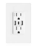 ABBOTECH USB Wall Outlet, 30W GaN 6.0A USB Outlet Receptacles with 3 USB Ports,15 Amp Tamper-Resistant Electrical Outlet with 2 Type A&1 Type C,Screwless Wall Plate Included,UL Listed…