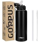 GOPPUS 1.2L/40oz Stainless Water Bottle with Straw 1.2 Litre Hot Thermal Water Flask Double Wall Steel Water Bottles Insulated Water Bottles Leakproof Cold Water Bottle Adult Flip Top Drinking Bottle