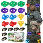 TOPNEW 12 Ninja Tree Climbing Holds for Kids Climber, Adult Climbing Rocks with 6 Ratchet Straps for Outdoor Ninja Warrior Obstacle Course Training
