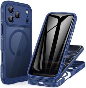 CENHUFO Privacy for iPhone 18 Pro Case/Privacy for iPhone 17 Pro Case,Compatible with MagSafe,Full-Body Phone Case with Built-in 9H Tempered Glass Privacy Screen Protectorand Blue