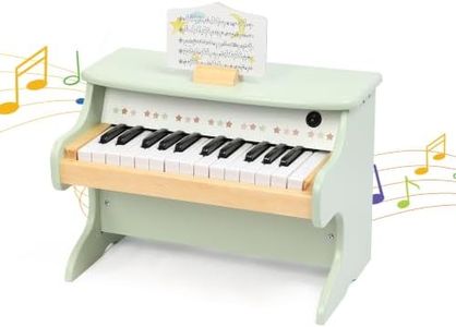 Freniland Wooden Kids Piano, 25 Keys Mini Piano Keyboard for Toddlers, Premium Music Educational Instrument for Boys and Girls Age 3+ (Green)