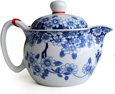 Small Teapot 12oz Blue White Porcelain Tea Pot with Stainless Filter Infuser for Loose Tea (pot flowers Beautify)